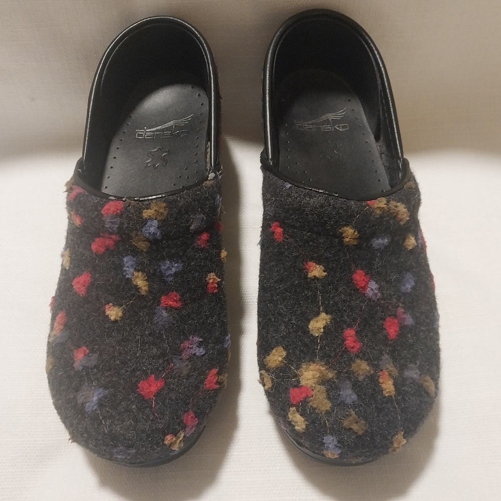 Dansko Made in Italy Wool Multicolor Confetti Floral Slip On Clog